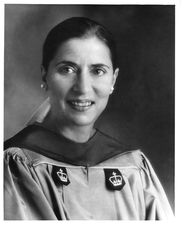 1975: Professor Ruth Bader Ginsburg ’59 in her academic regalia at the Columbia Law School graduation ceremony. Courtesy Columbia Law School.